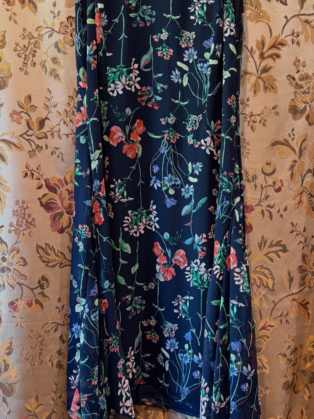 Floral Tommy Hilfiger Navy Midi Dress 10— Women's Flowing Floral Print